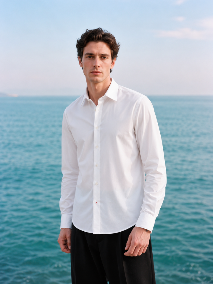 Solid Slim Fit Full Sleeve Shirt  | White