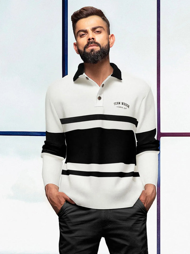 Colour Blocked Varsity Polo T-Shirt | Off White